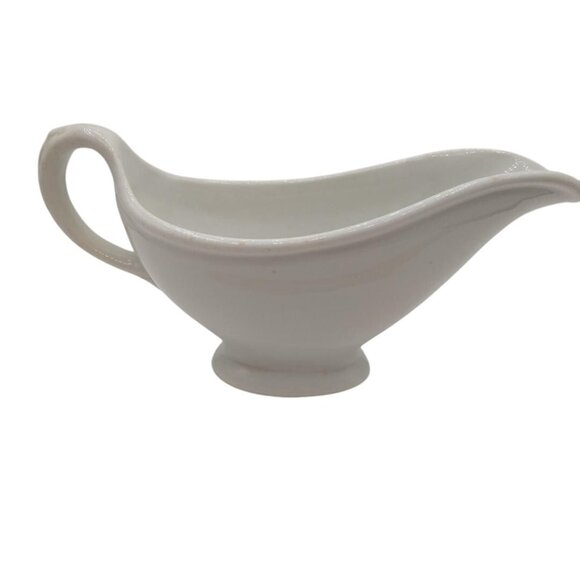 Vintage White Gravy Boat With Blue Stag Crest No. 521 Porcelain 9" Long - Picture 2 of 5